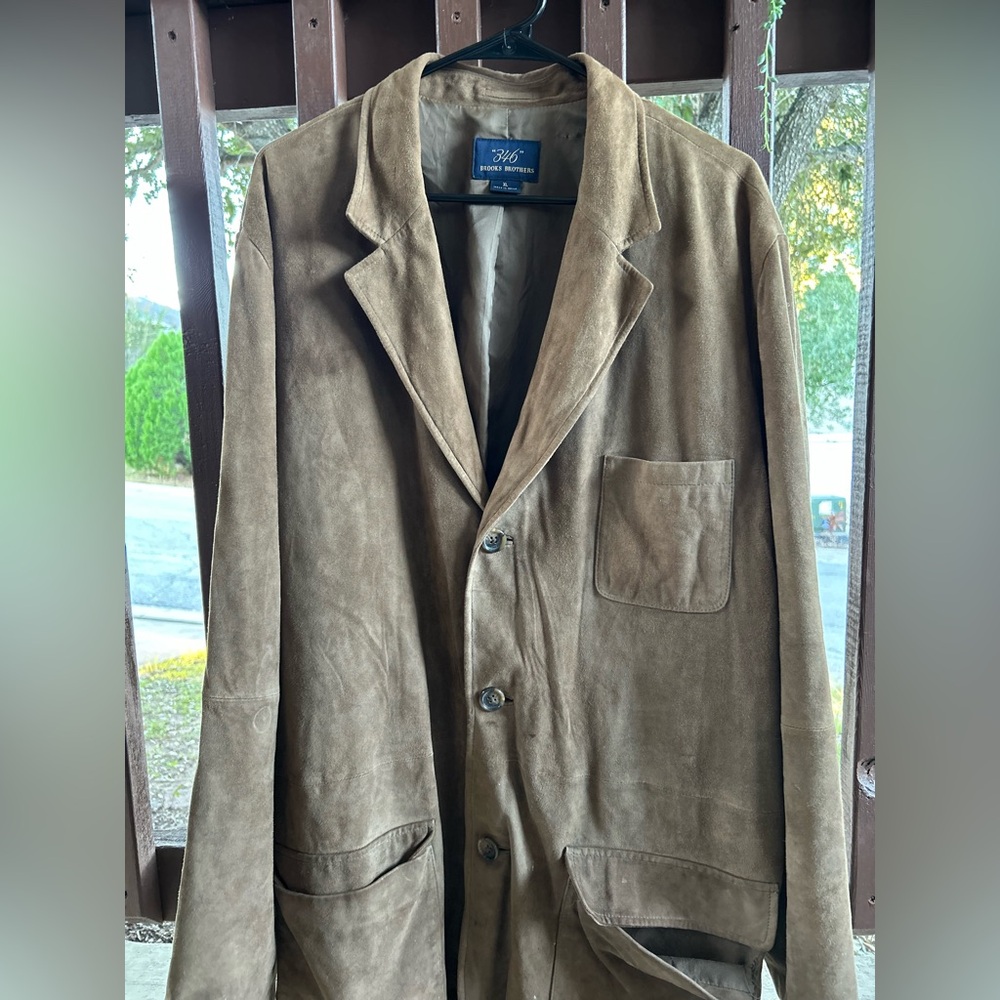 Brooks Brothers 346 Men’s Brown Suede Three Button Sports Coat - Picture 2 of 4